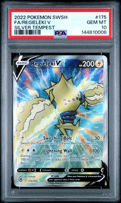 PSA GEM MT 10 Regieleki V 175 SILVER TEMPEST English SWSH Silver Tempest Pokemon 2022