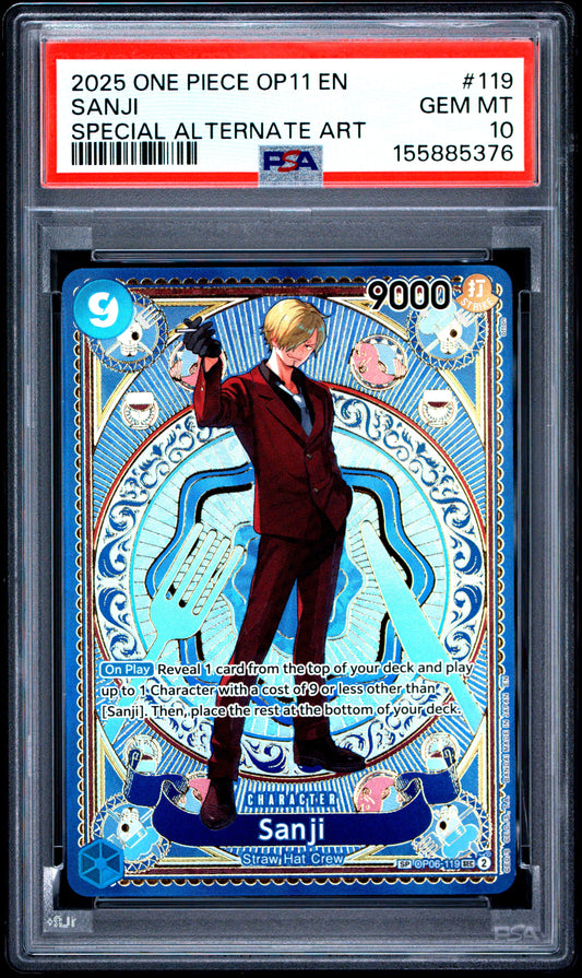 PSA GEM MT 10 Sanji 119 SPECIAL ALTERNATE ART English A Fist Of Divine Speed One Piece 2025