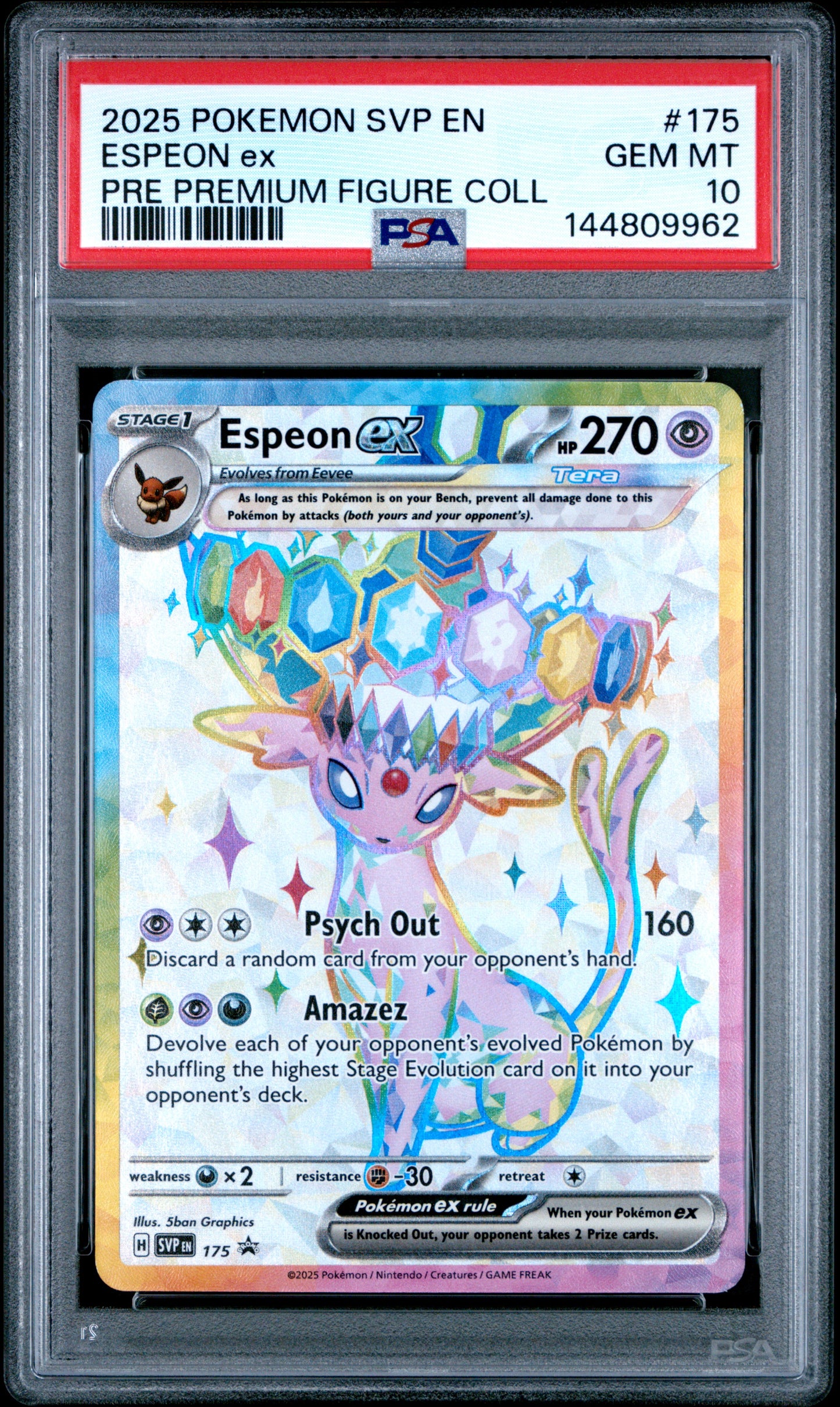 PSA GEM MT 10 Espeon ex 175 PRE PREMIUM FIGURE COLL English SVP Black Star Promos Pokemon 2025
