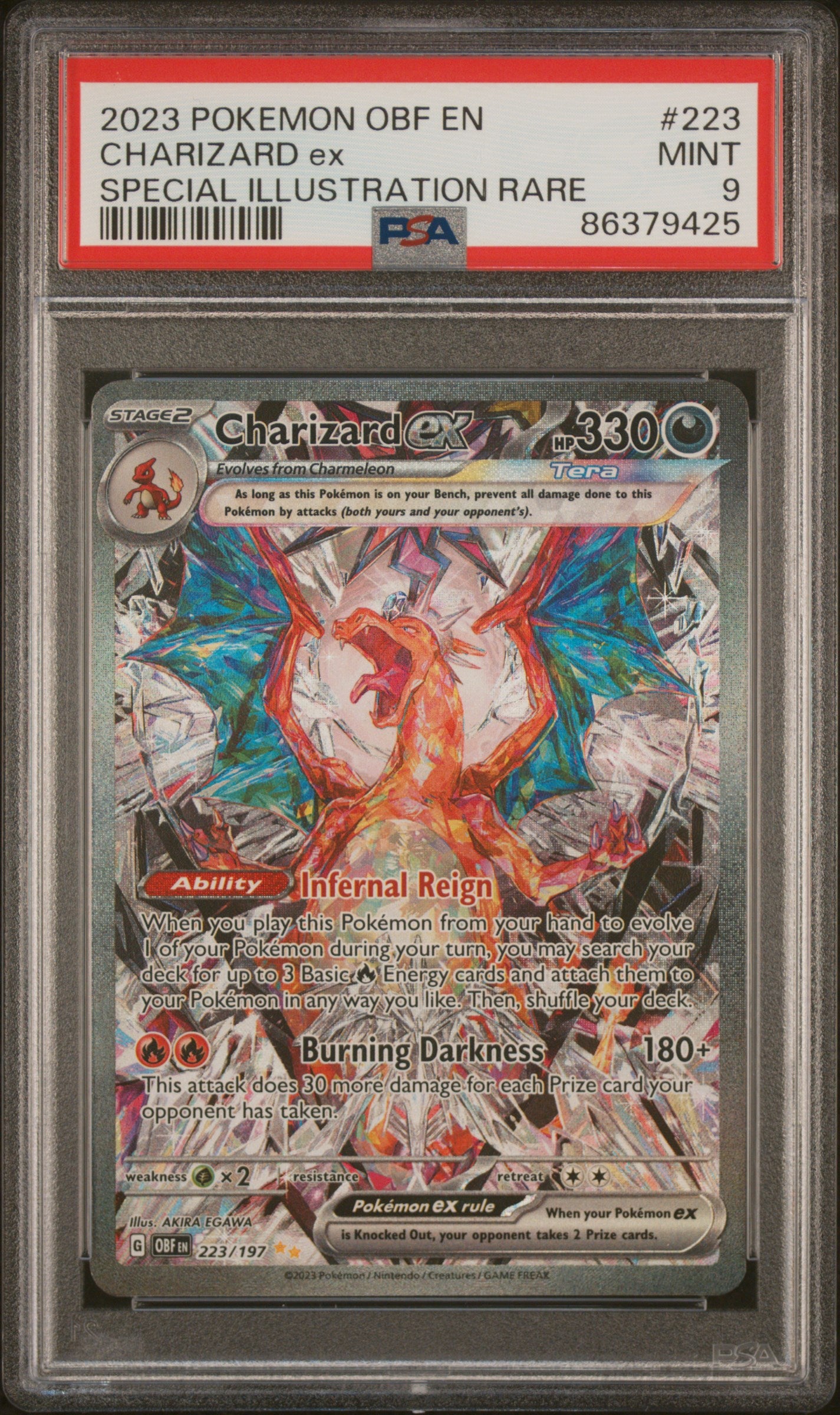 PSA MINT 9 Charizard ex 223 SPECIAL ILLUSTRATION RARE English Obsidian Flames Pokemon 2023