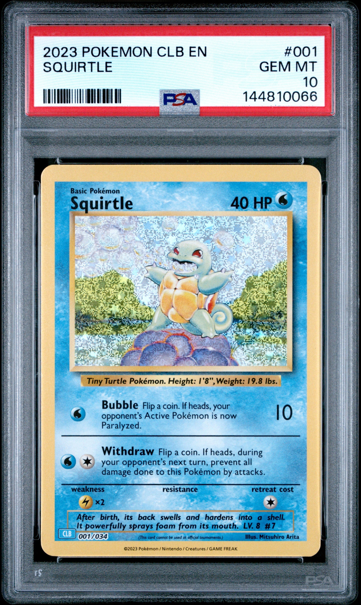 PSA GEM MT 10 Squirtle 001  English Trading Card Game Classic  Pokemon 2023