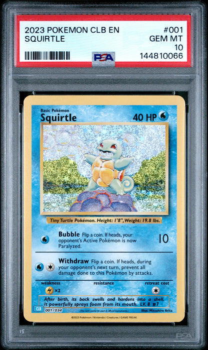 PSA GEM MT 10 Squirtle 001  English Trading Card Game Classic  Pokemon 2023