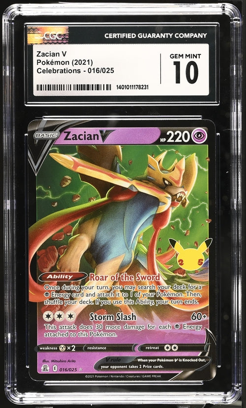 CGC GEM MINT 10 Zacian V 016/025 Holo English Celebrations Pokemon 2021