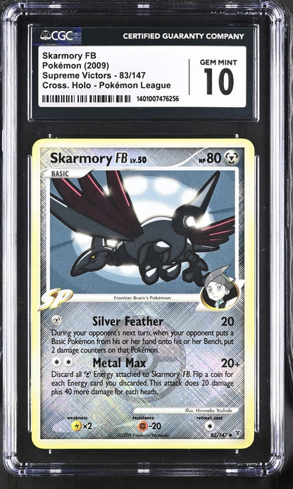 CGC GEM MINT 10 Skarmory FB 83/147 Pokémon League (Crosshatch Holo) English Supreme Victors Pokemon 2009