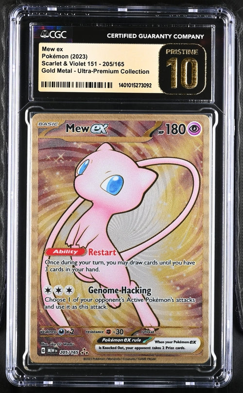 CGC PRISTINE 10 Mew ex 205/165 Gold Metal - Ultra-Premium Collection English Scarlet & Violet 151 - MEW EN Pokemon 2023