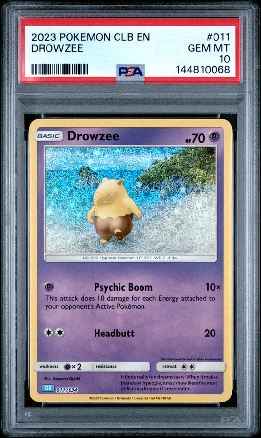 PSA GEM MT 10 Drowzee 011  English Trading Card Game Classic Blastoise & Suicune ex Deck Pokemon 2023