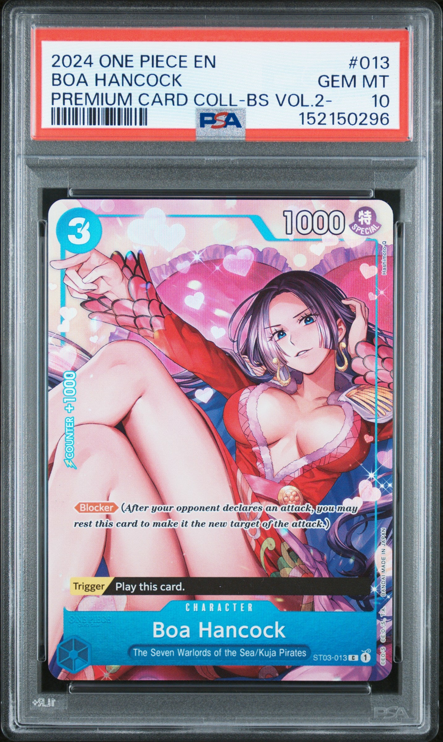 PSA GEM MT 10 Boa Hancock 013 PREMIUM CARD COLL-BS VOL.2- English  One Piece 2024