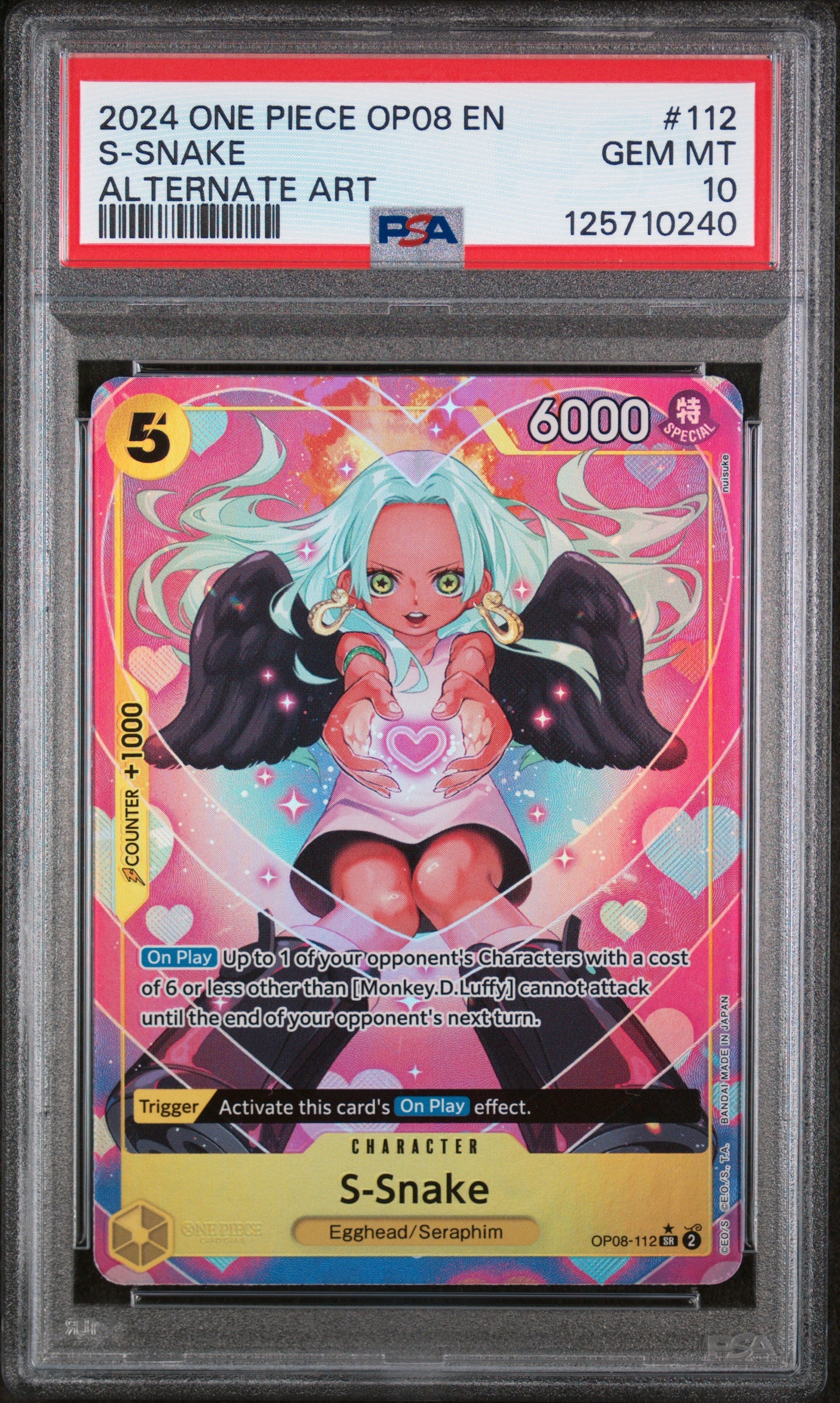 PSA GEM MT 10 S Snake 112 ALTERNATE ART English Two Legends One Piece 2024