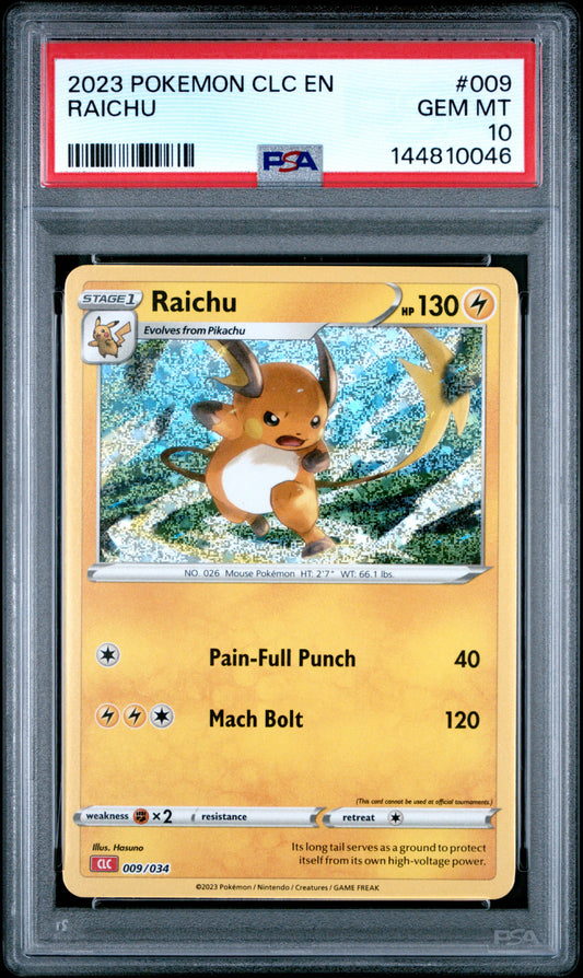 PSA GEM MT 10 Raichu 009  English Trading Card Game Classic  Pokemon 2023