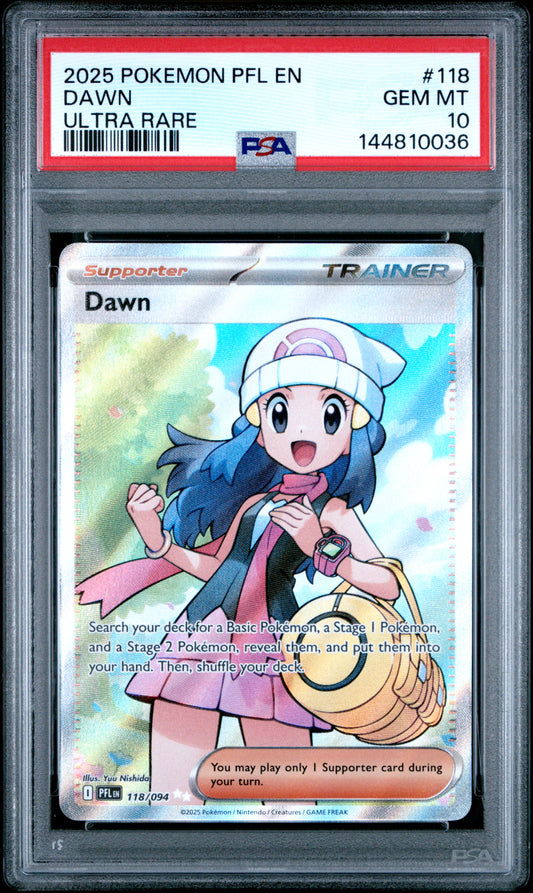 PSA GEM MT 10 Dawn 118 ULTRA RARE English Phantasmal Flames Pokemon 2025