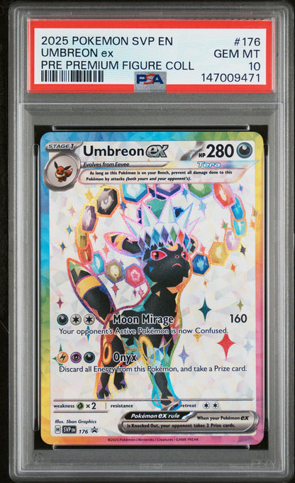 PSA GEM MT 10 Umbreon ex 176 PRE PREMIUM FIGURE COLL English SVP Black Star Promos Pokemon 2025