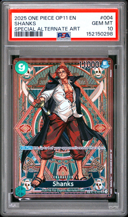 PSA GEM MT 10 Shanks 004 SPECIAL ALTERNATE ART English A Fist Of Divine Speed One Piece 2025