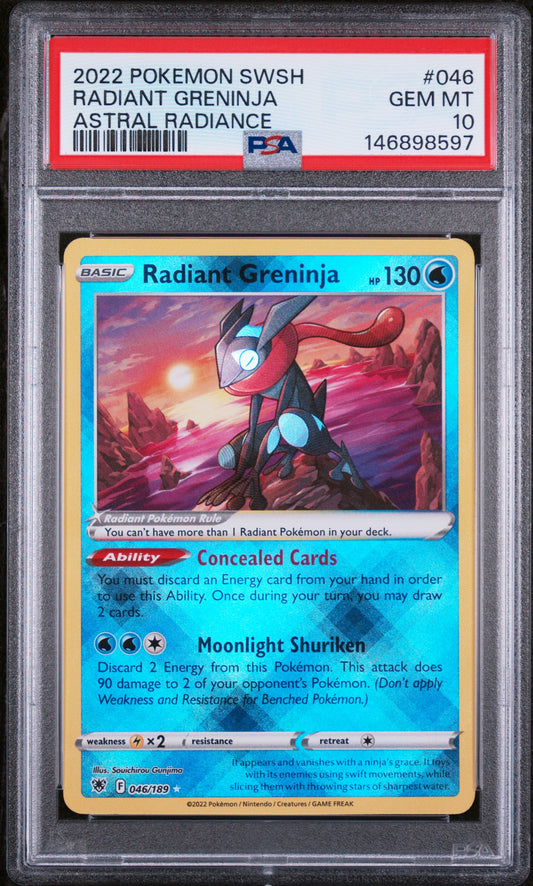 PSA GEM MT 10 Radiant Greninja 046 ASTRAL RADIANCE English SWSH Astral Radiance Pokemon 2022