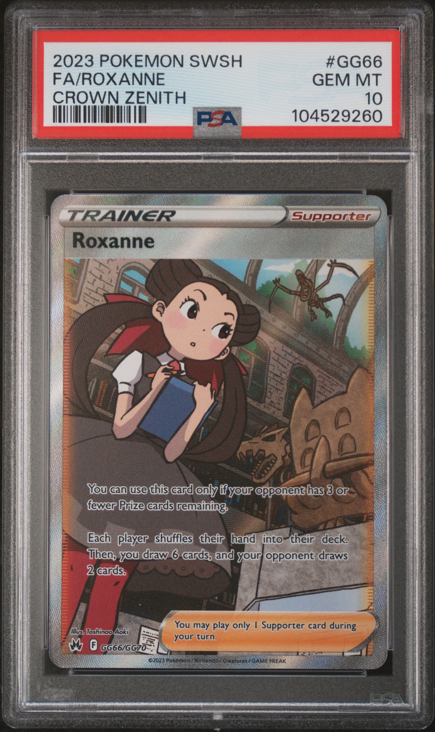 PSA GEM MT 10 Roxanne GG66 CROWN ZENITH English SWSH Crown Zenith Pokemon 2023