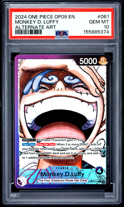 PSA GEM MT 10 Monkey D. Luffy 061 ALTERNATE ART English Emperors In The New World One Piece 2024