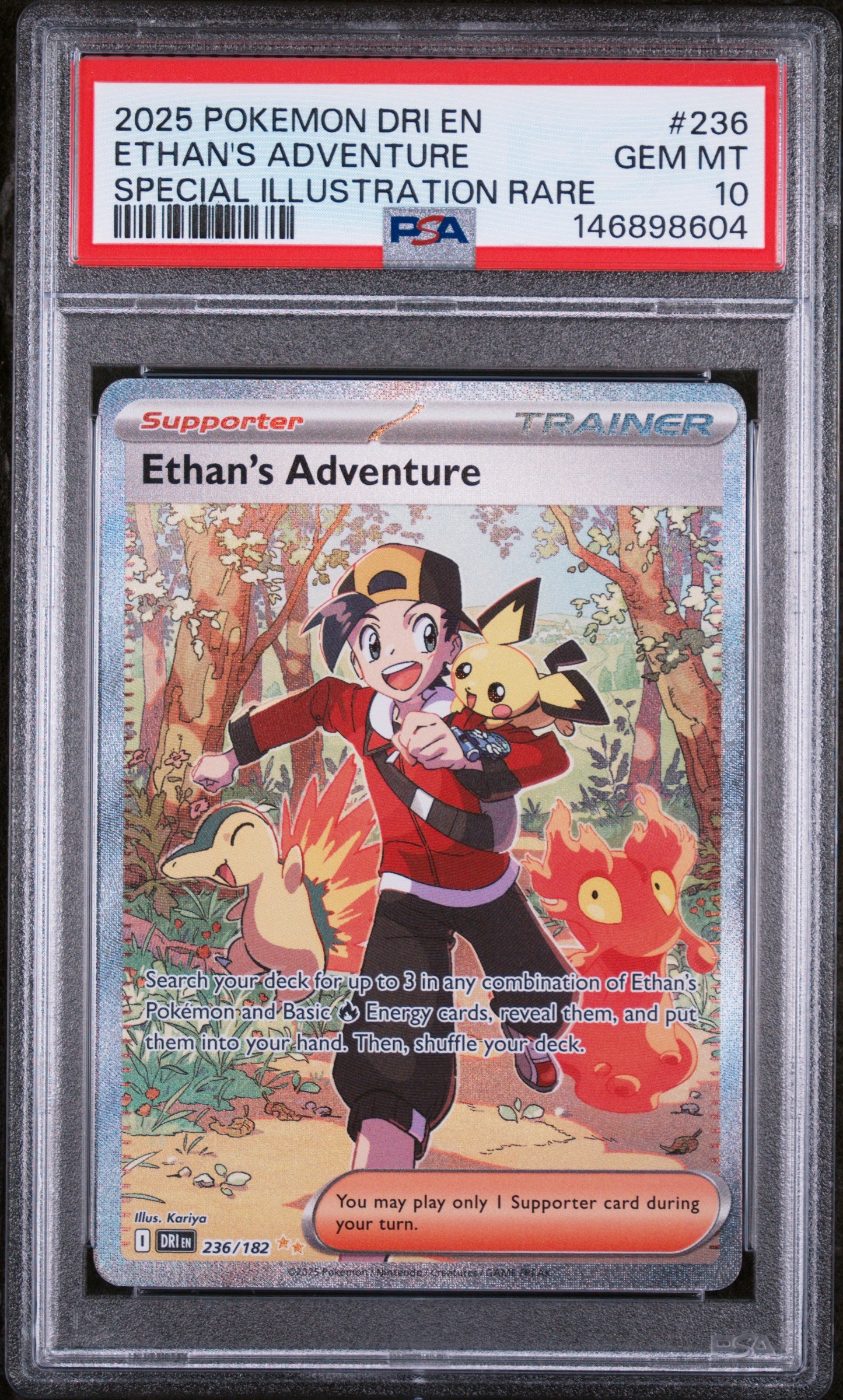 PSA GEM MT 10 Ethan's Adventure 236 SPECIAL ILLUSTRATION RARE English Destined Rivals Pokemon 2025