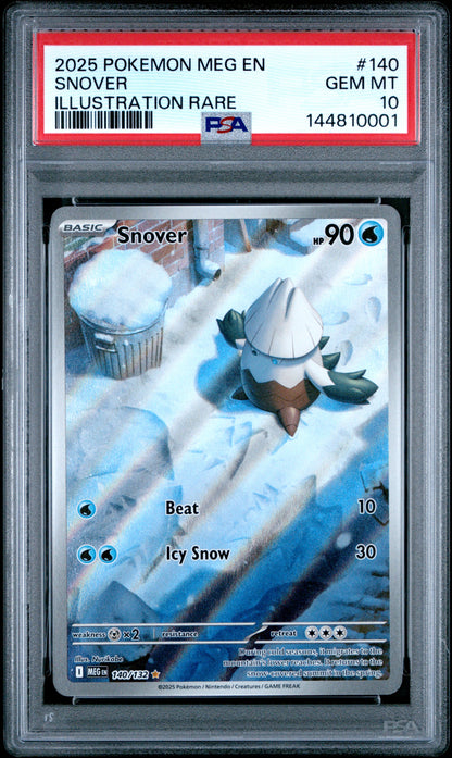 PSA GEM MT 10 Snover 140 ILLUSTRATION RARE English Mega Evolution Pokemon 2025