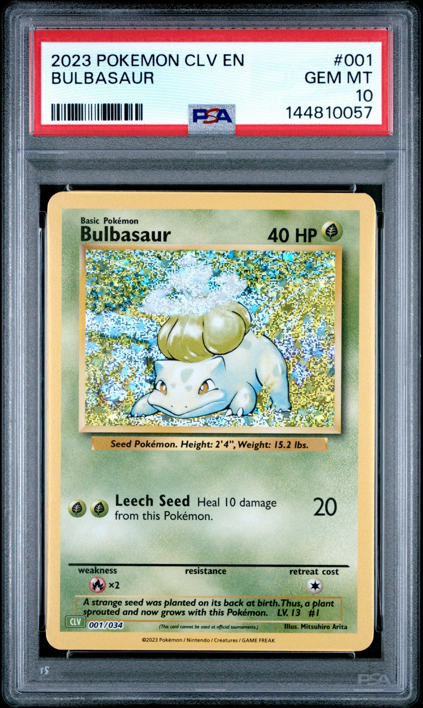 PSA GEM MT 10 Bulbasaur 001  English Trading Card Game Classic Venusaur & Lugia ex Deck Pokemon 2023