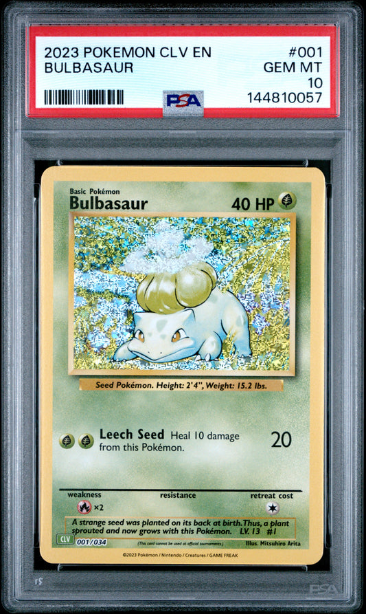 PSA GEM MT 10 Bulbasaur 001  English Trading Card Game Classic Venusaur & Lugia ex Deck Pokemon 2023