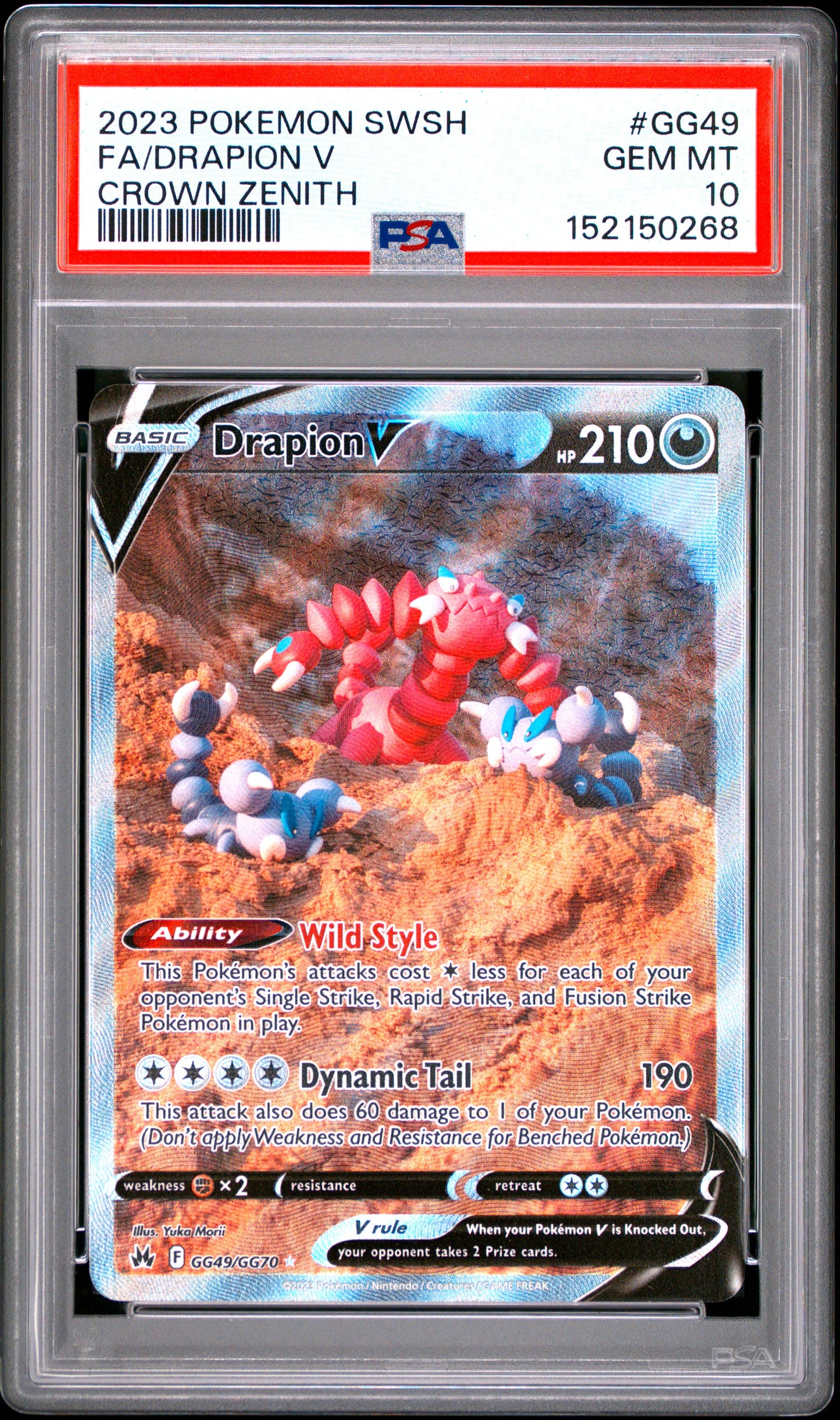 PSA GEM MT 10 Drapion V GG49 CROWN ZENITH English SWSH Crown Zenith Pokemon 2023