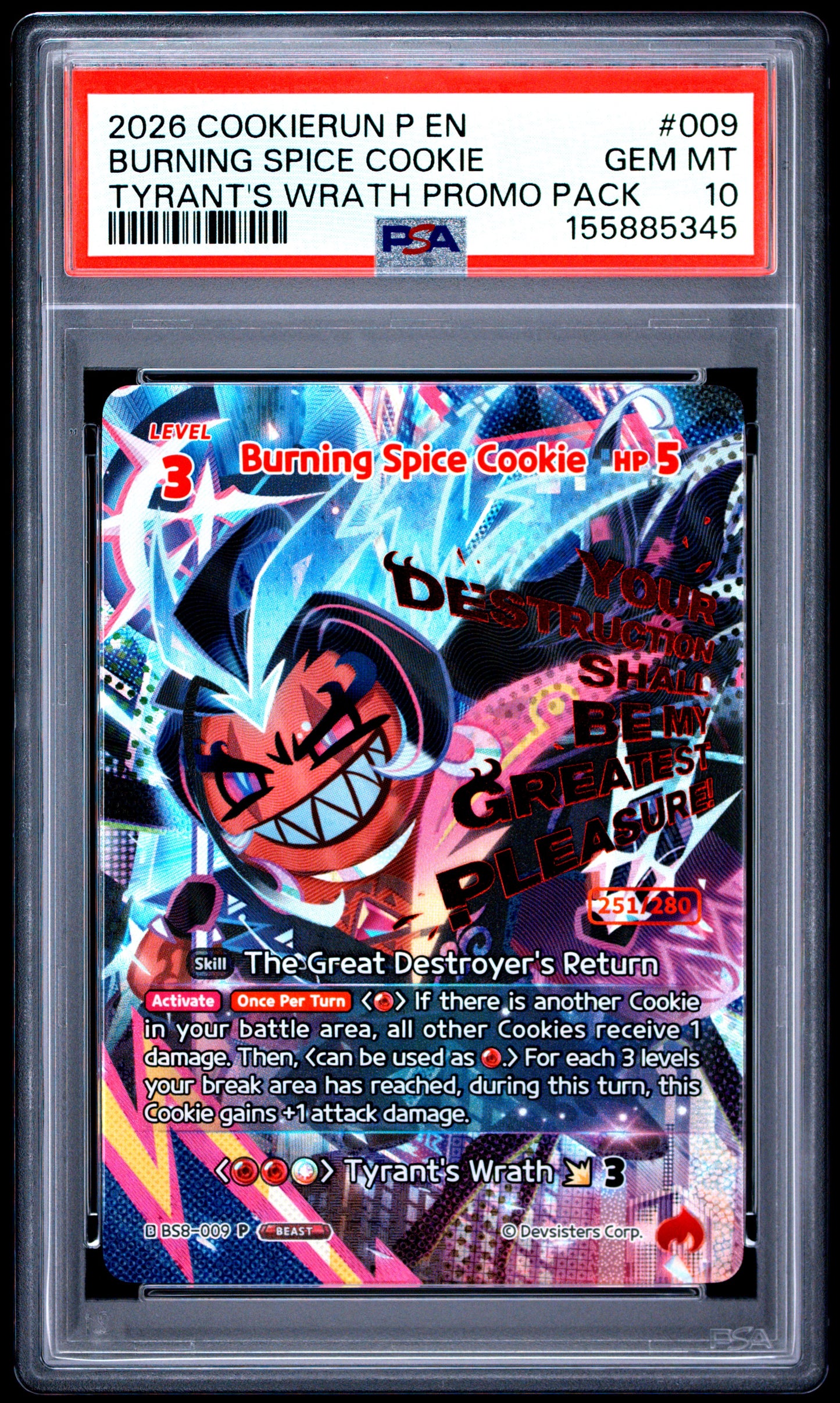 PSA GEM MT 10 Burning Spice Cookie 009 TYRANT'S WRATH PROMO PACK English Promos CookieRun: Braverse 2026
