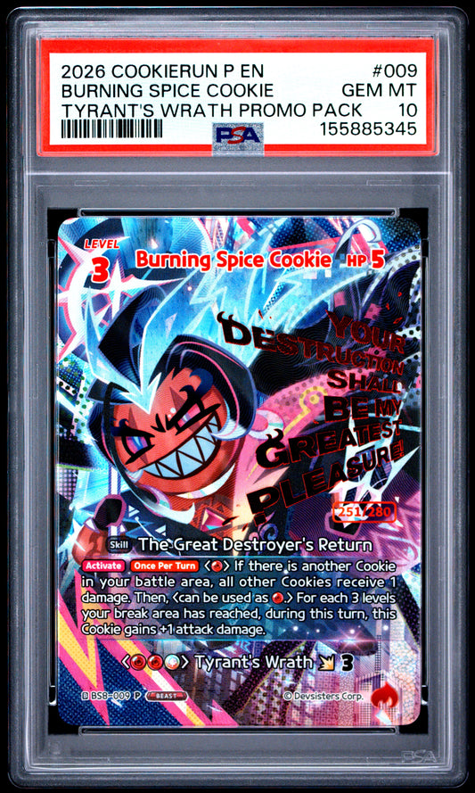 PSA GEM MT 10 Burning Spice Cookie 009 TYRANT'S WRATH PROMO PACK English Promos CookieRun: Braverse 2026