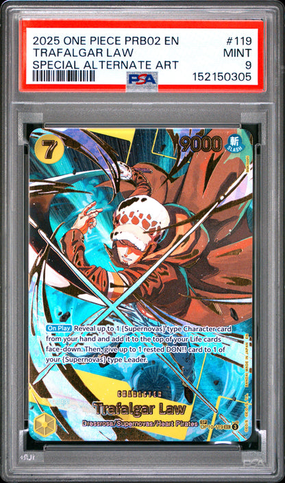 PSA MINT 9 Trafalgar Law 119 SPECIAL ALTERNATE ART English Vol.2 One Piece 2025