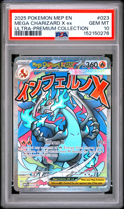PSA GEM MT 10 Mega Charizard X ex 023 ULTRA-PREMIUM COLLECTION English Me Black Star Promo Pokemon 2025