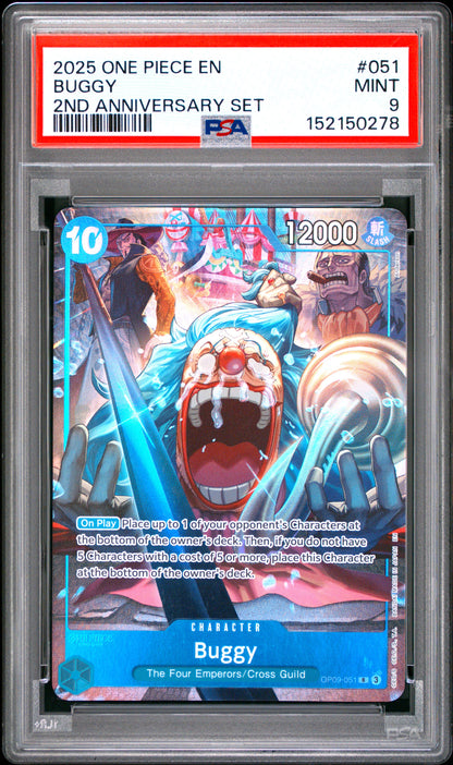 PSA MINT 9 Buggy 051  English English Version 2nd Anniversary Set One Piece 2025