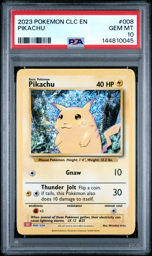 PSA GEM MT 10 Pikachu 008  English Trading Card Game Classic  Pokemon 2023