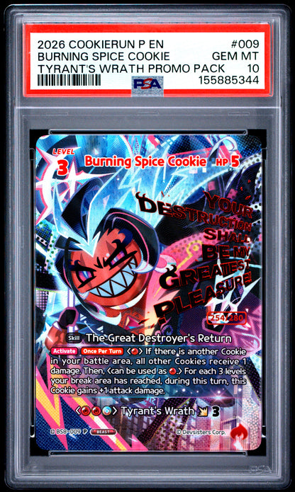 PSA GEM MT 10 Burning Spice Cookie 009 TYRANT'S WRATH PROMO PACK English Promos CookieRun: Braverse 2026