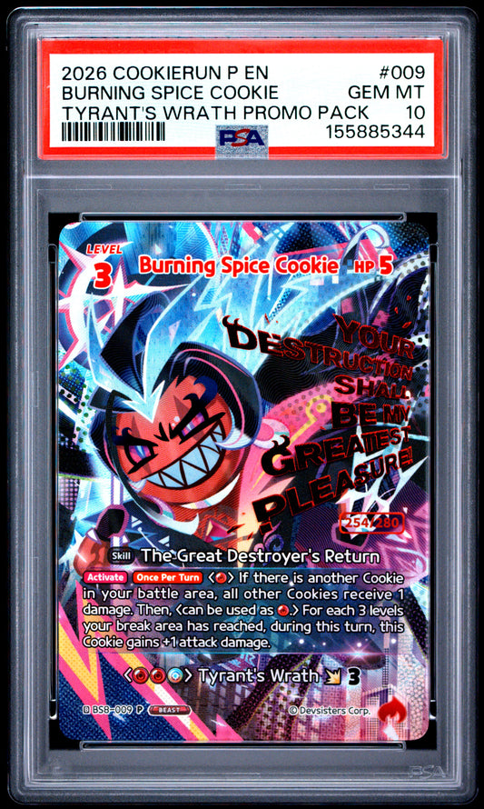 PSA GEM MT 10 Burning Spice Cookie 009 TYRANT'S WRATH PROMO PACK English Promos CookieRun: Braverse 2026