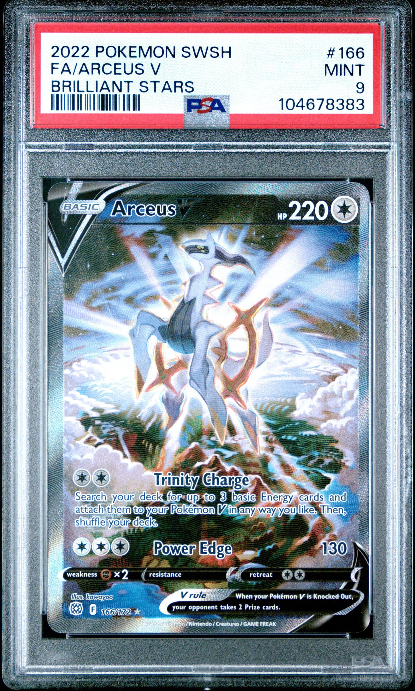 PSA MINT 9 Arceus V 166 BRILLIANT STARS English SWSH Brilliant Stars Pokemon 2022