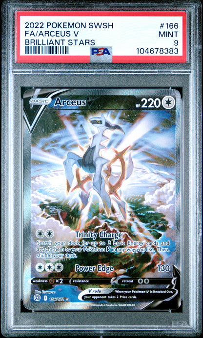 PSA MINT 9 Arceus V 166 BRILLIANT STARS English SWSH Brilliant Stars Pokemon 2022