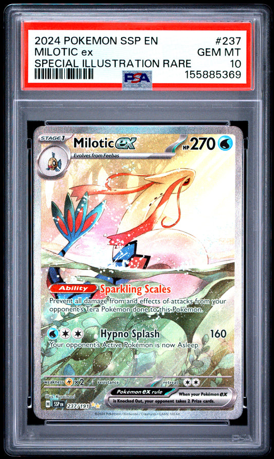 PSA GEM MT 10 Milotic ex 237 SPECIAL ILLUSTRATION RARE English Surging Sparks Pokemon 2024