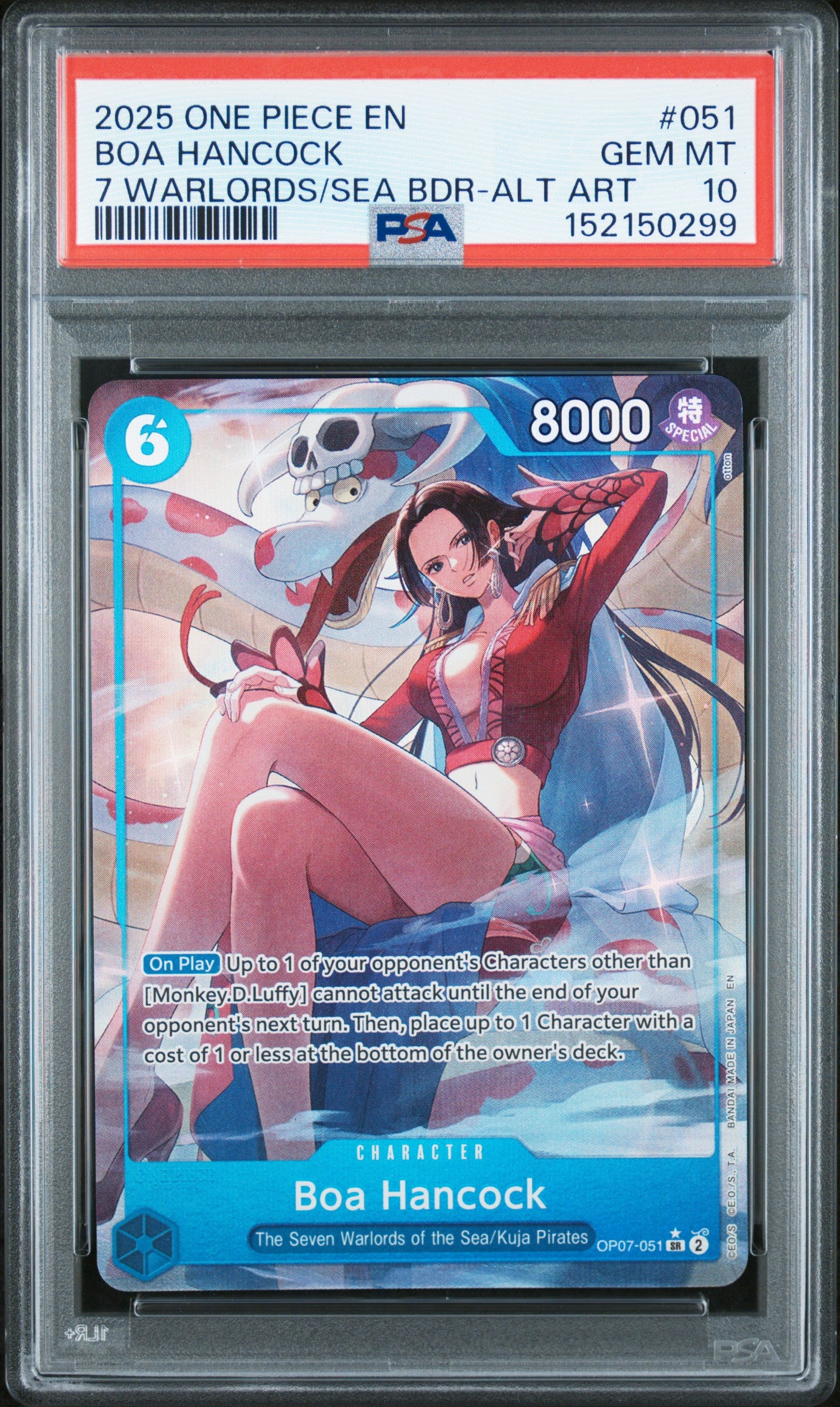 PSA GEM MT 10 Boa Hancock 051 7 WARLORDS/SEA BDR-ALT ART English Seven Warlords Of The Sea Binder Set One Piece 2025