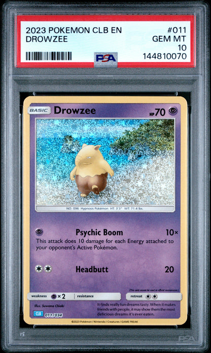 PSA GEM MT 10 Drowzee 011  English Trading Card Game Classic Blastoise & Suicune ex Deck Pokemon 2023
