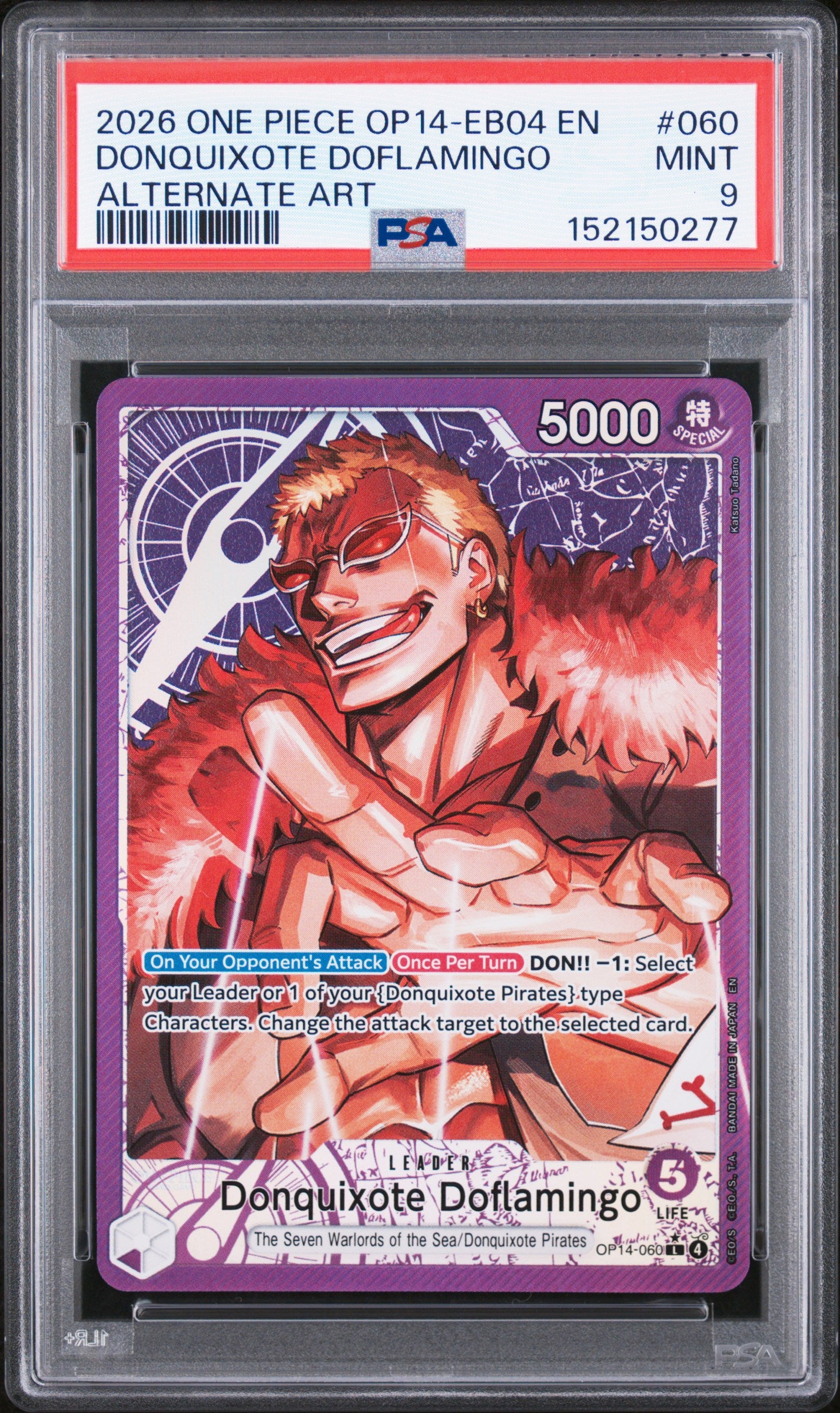 PSA MINT 9 Donquixote Doflamingo 060 ALTERNATE ART English The Azure Sea's Seven One Piece 2026