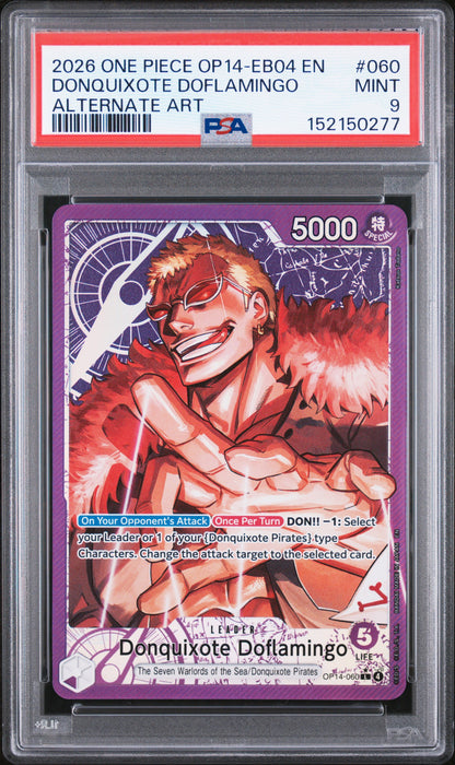 PSA MINT 9 Donquixote Doflamingo 060 ALTERNATE ART English The Azure Sea's Seven One Piece 2026