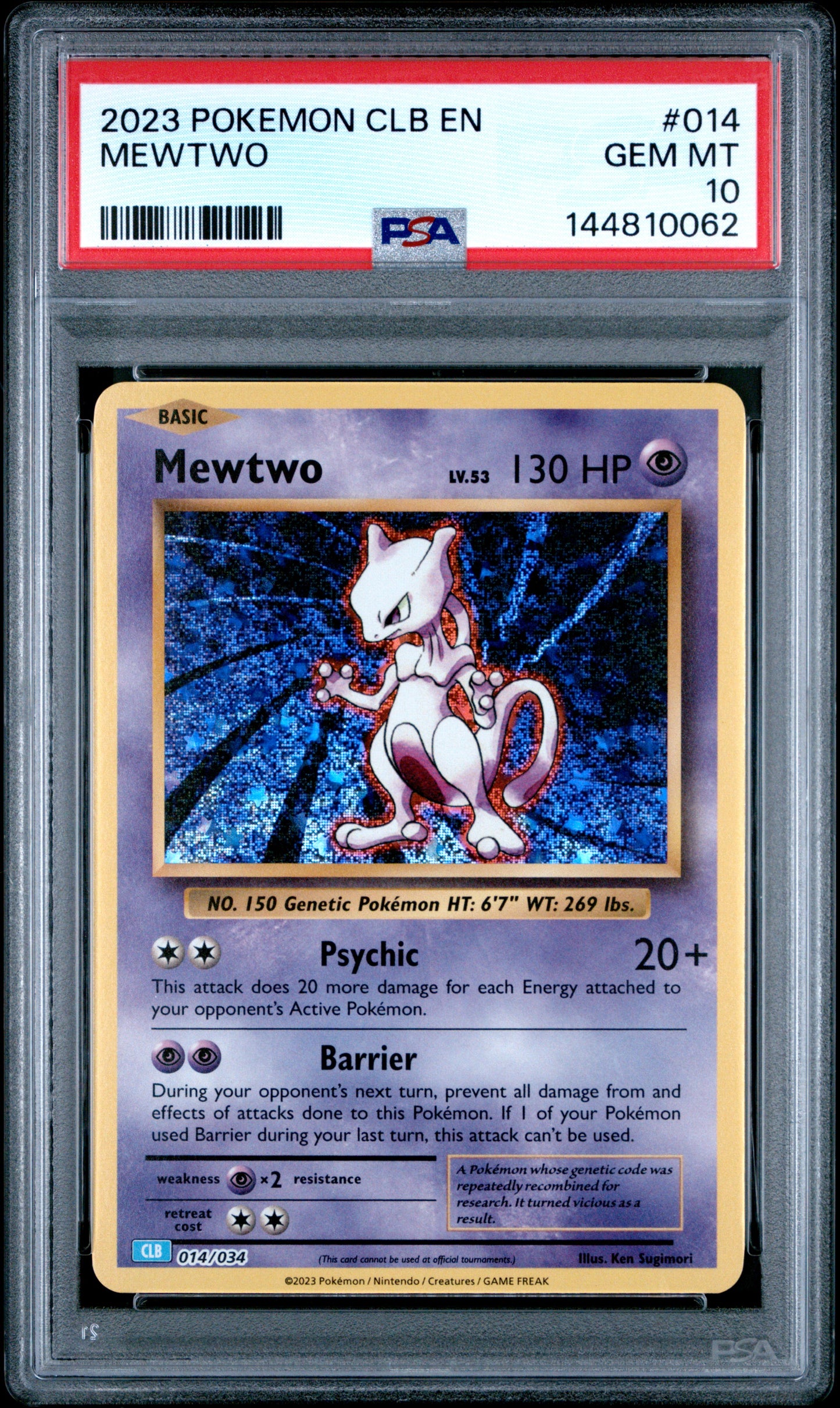 PSA GEM MT 10 Mewtwo 014  English Trading Card Game Classic Blastoise & Suicune ex Deck Pokemon 2023