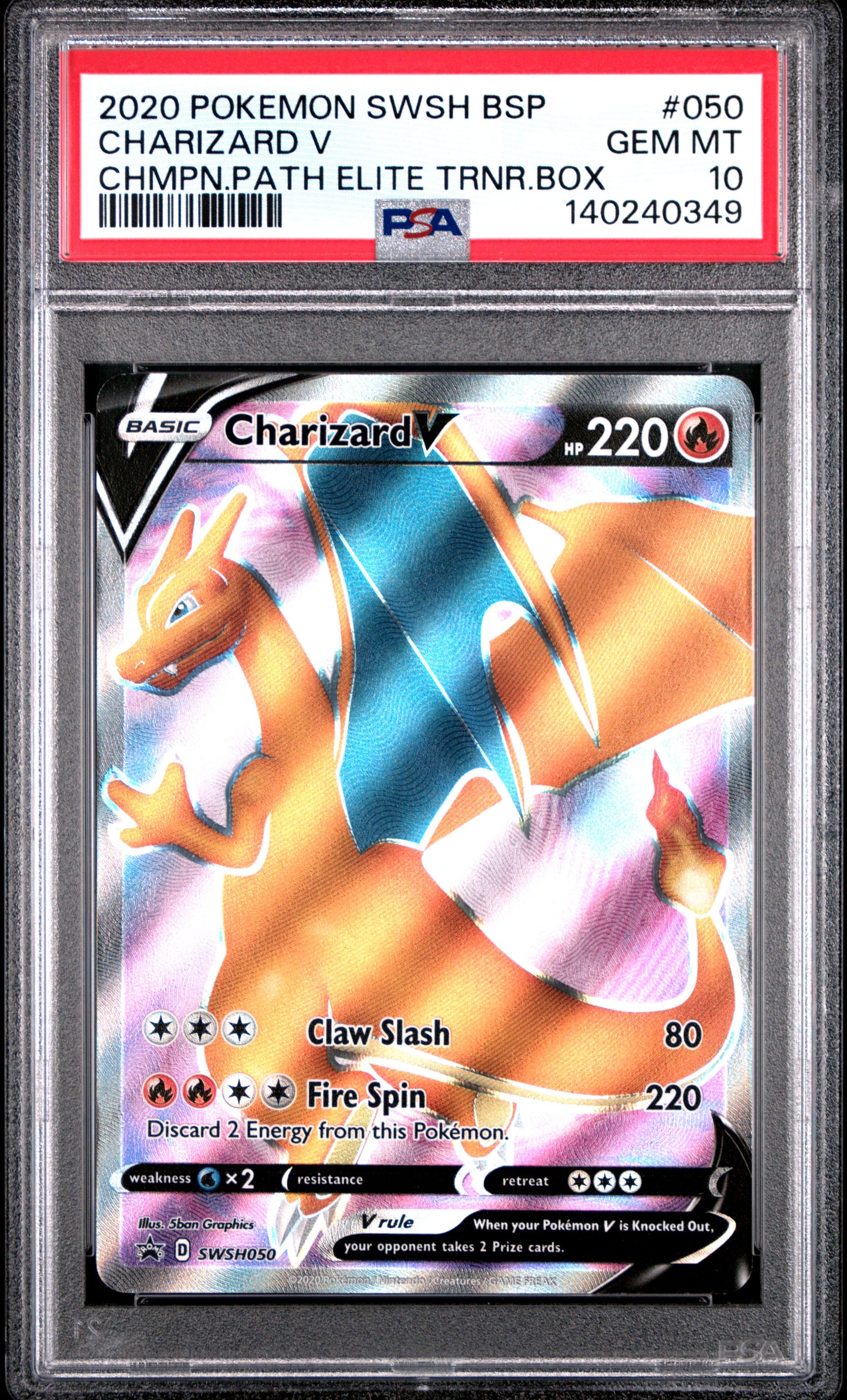 PSA GEM MT 10 Charizard V 050 CHMPN.PATH ELITE TRNR.BOX English SWSH Black Star Promo Pokemon 2020