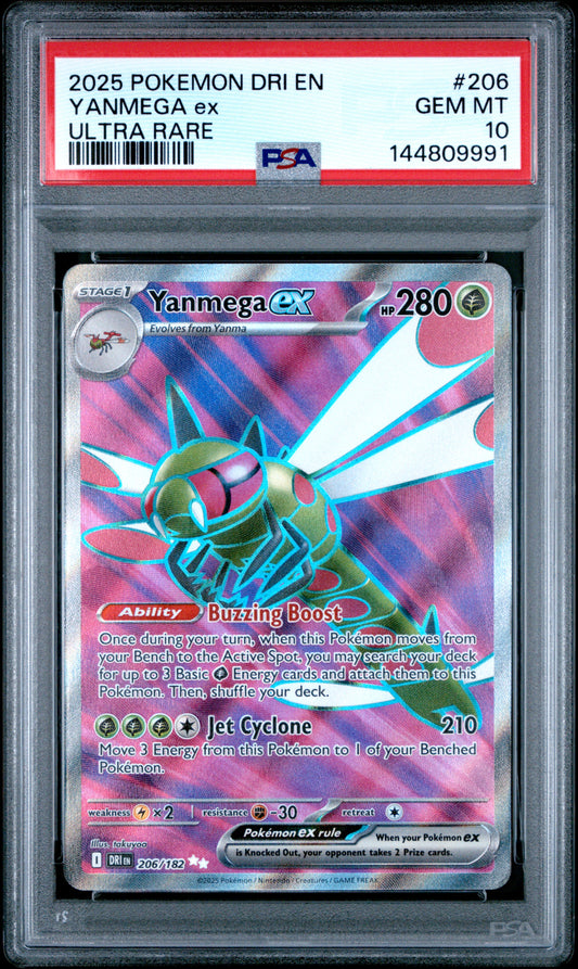 PSA GEM MT 10 Yanmega ex 206 ULTRA RARE English Destined Rivals Pokemon 2025
