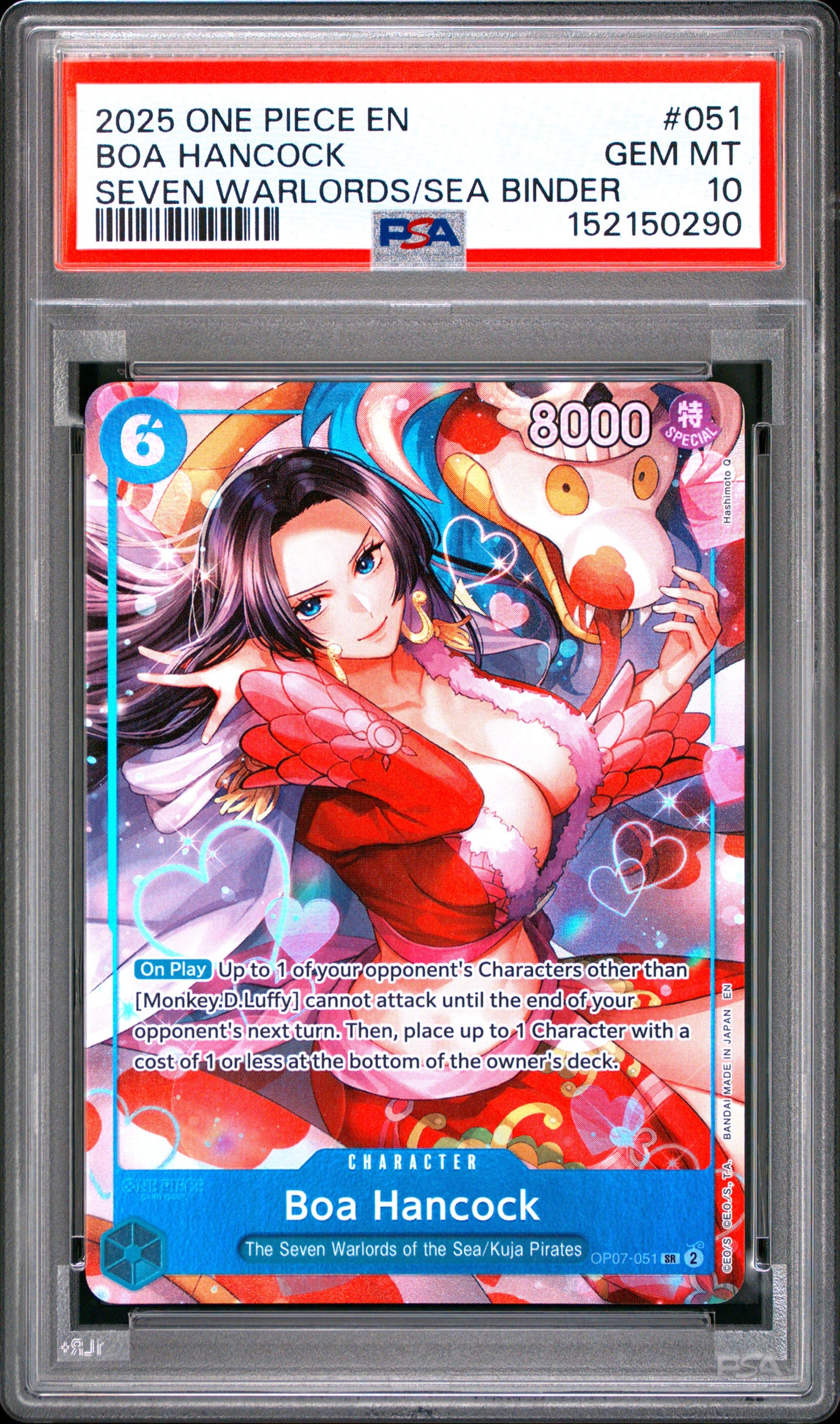PSA GEM MT 10 Boa Hancock 051  English Seven Warlords Of The Sea Binder Set One Piece 2025