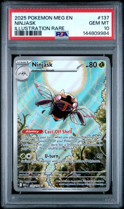 PSA GEM MT 10 Ninjask 137 ILLUSTRATION RARE English Mega Evolution Pokemon 2025