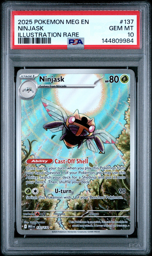 PSA GEM MT 10 Ninjask 137 ILLUSTRATION RARE English Mega Evolution Pokemon 2025