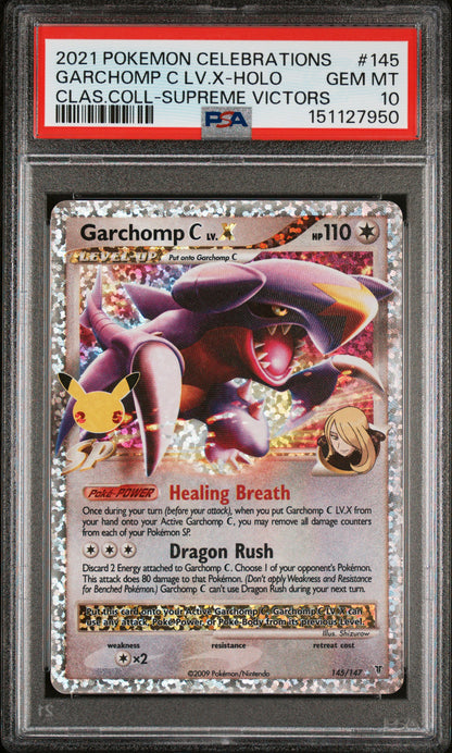 PSA GEM MT 10 Garchomp C Lv.x Holo 145 CLAS.COLL-SUPREME VICTORS English Celebrations Classic Collection Pokemon 2021