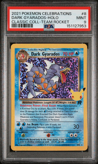 PSA MINT 9 Dark Gyarados Holo 008 CLASSIC COLL-TEAM ROCKET English Celebrations Classic Collection Pokemon 2021