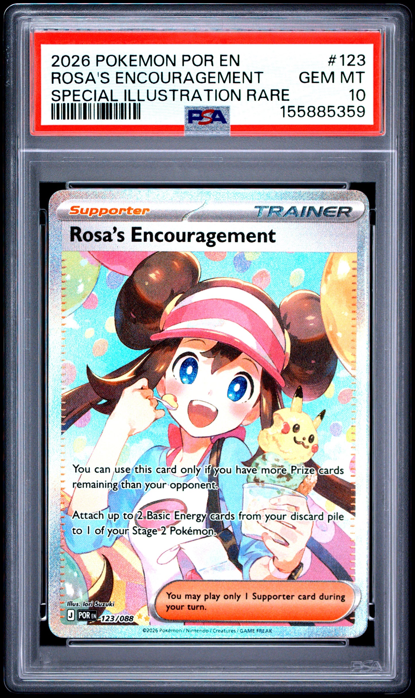 PSA GEM MT 10 Rosa's Encouragement 123 SPECIAL ILLUSTRATION RARE English Perfect Order Pokemon 2026