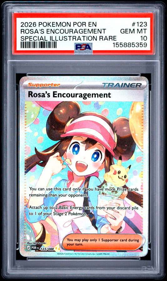 PSA GEM MT 10 Rosa's Encouragement 123 SPECIAL ILLUSTRATION RARE English Perfect Order Pokemon 2026