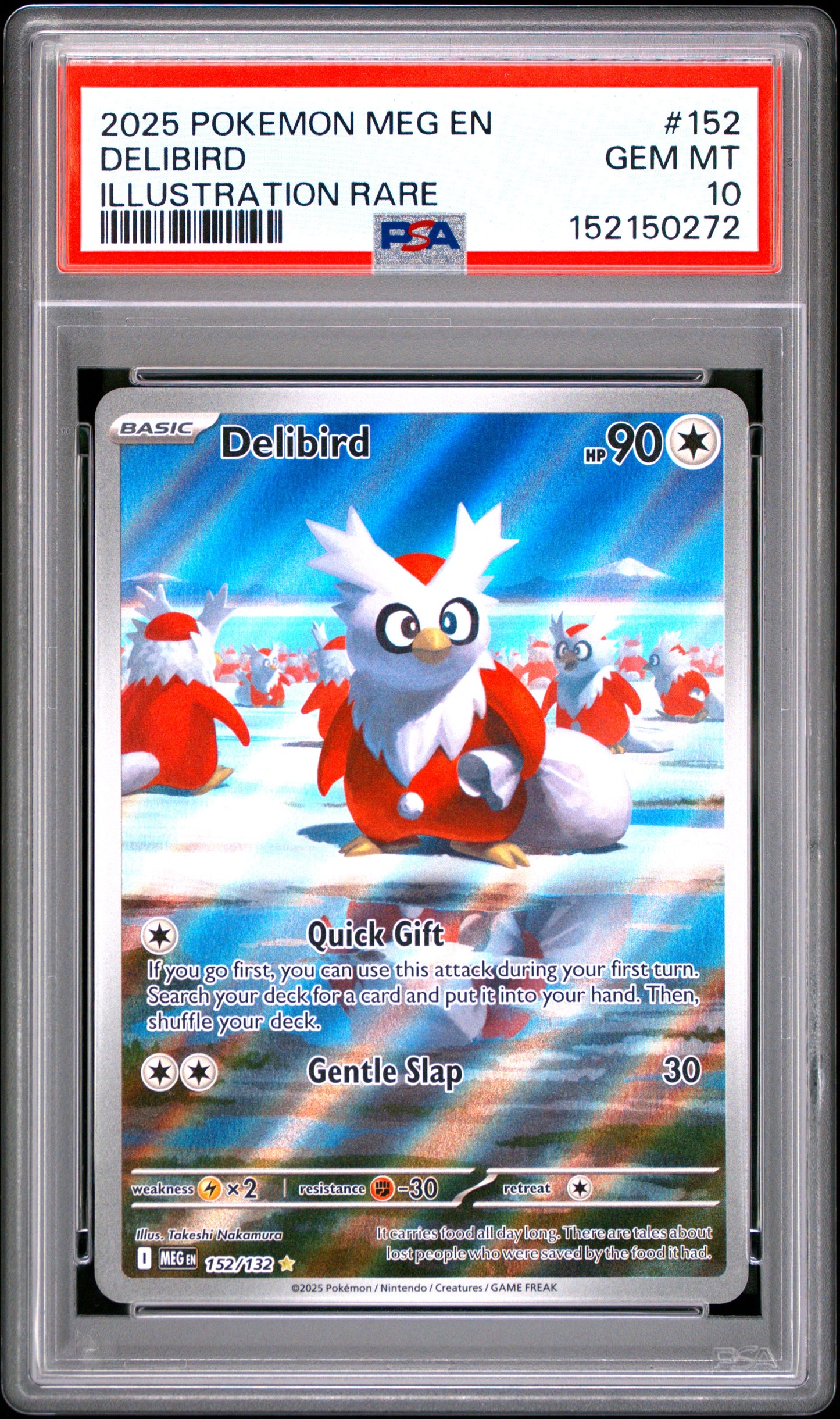PSA GEM MT 10 Delibird 152 ILLUSTRATION RARE English Mega Evolution Pokemon 2025